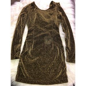 Golden low back party dress